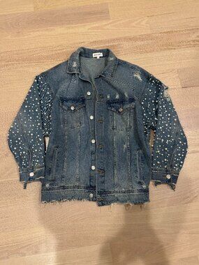 Sunset & Spring Embellished Oversized Denim Jacket XS